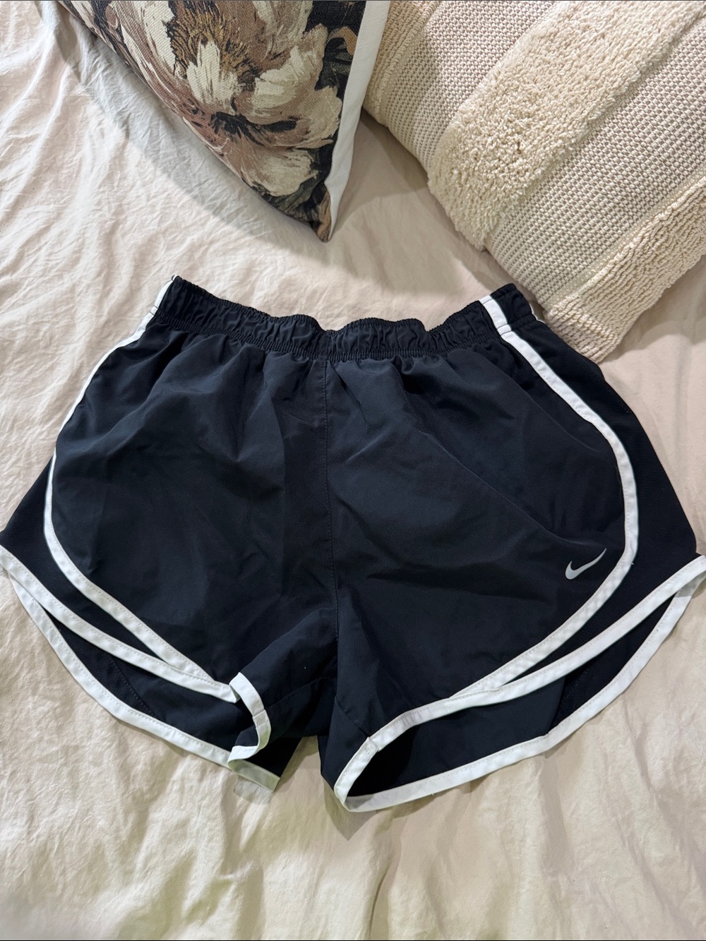 Nike Black Athletic Running Shorts with White Trim